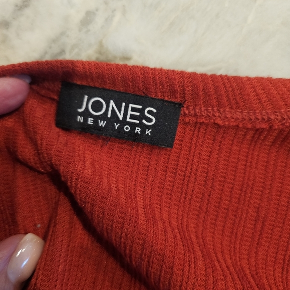 "Jones New York Red Ribbed Open Front Long Cardigan Sweater Size Large - Picture 5 of 9